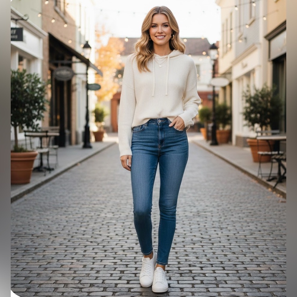 Banana Republic White Hooded Sweater